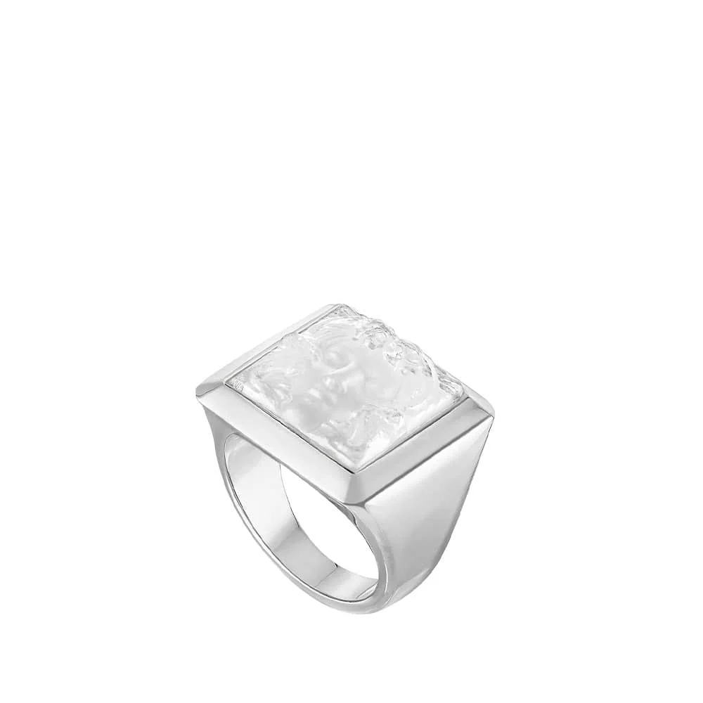 Bague Chevalière aréthuse unisexe cristal Lalique