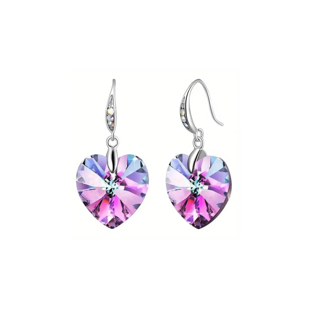 Purple crystal heart earrings