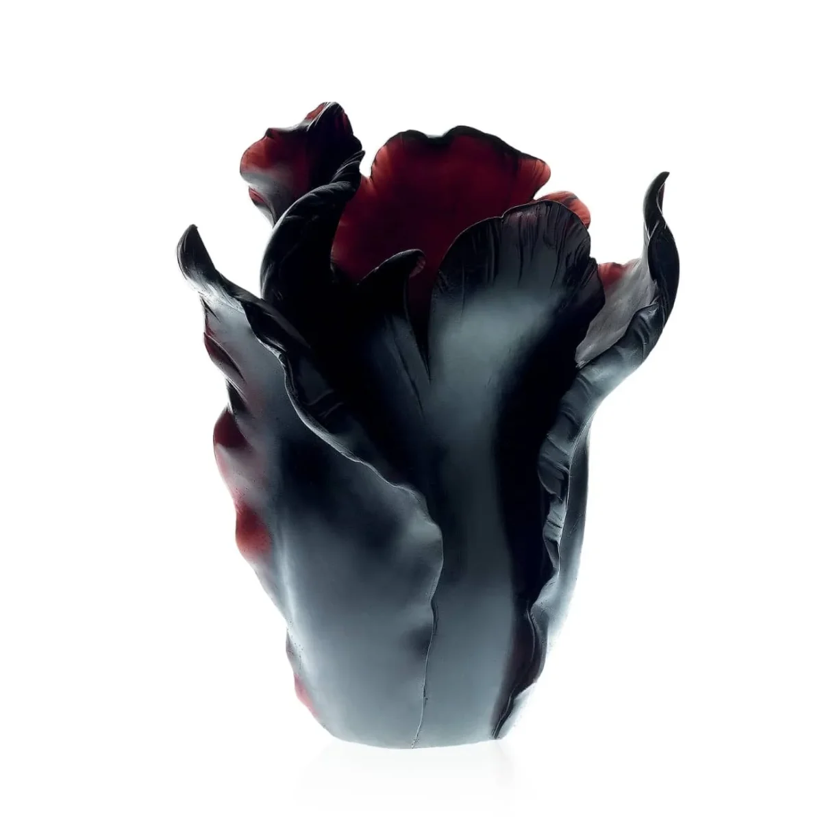 Black appaloosa tulip vase daum