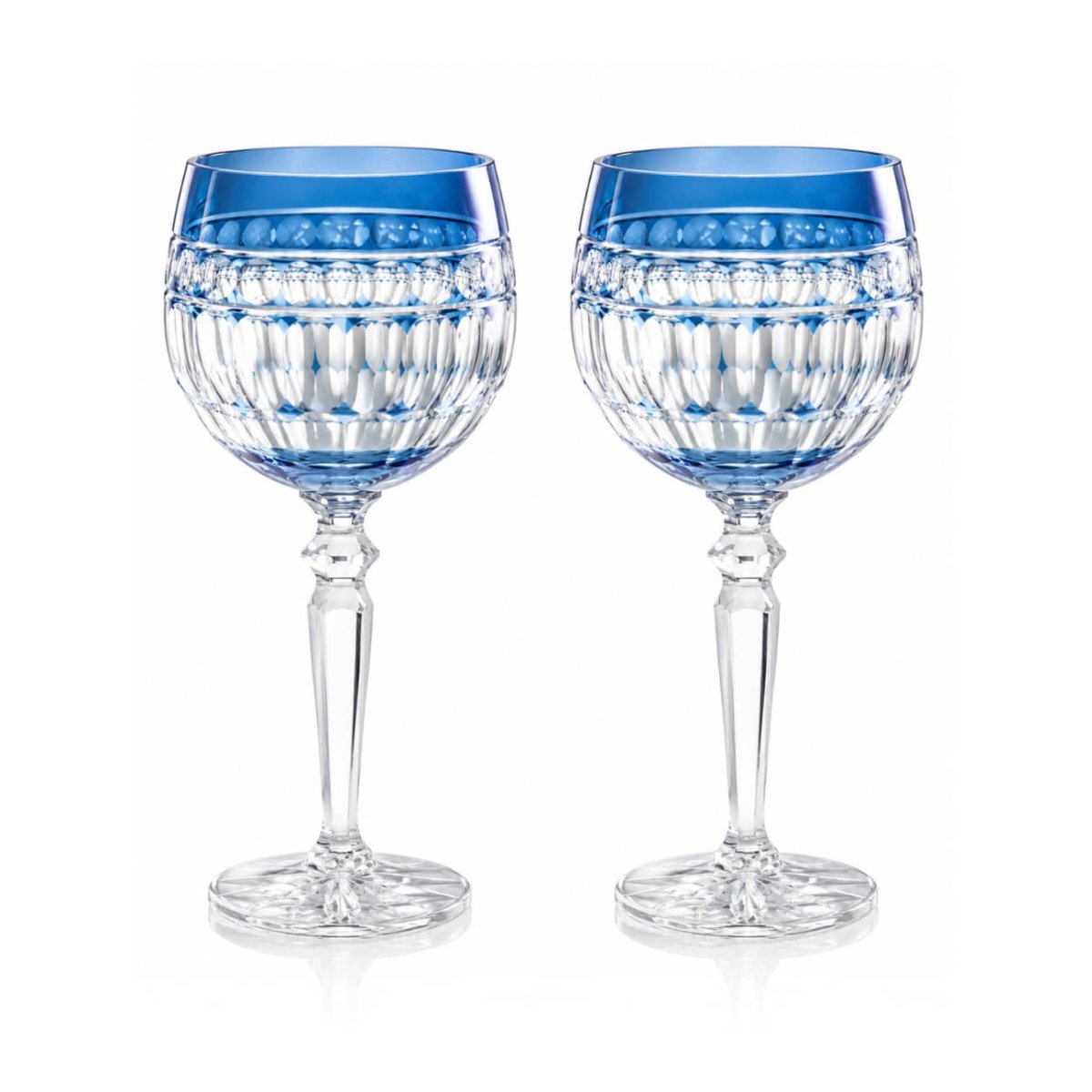 Set of 2 blue crystal wine Empire